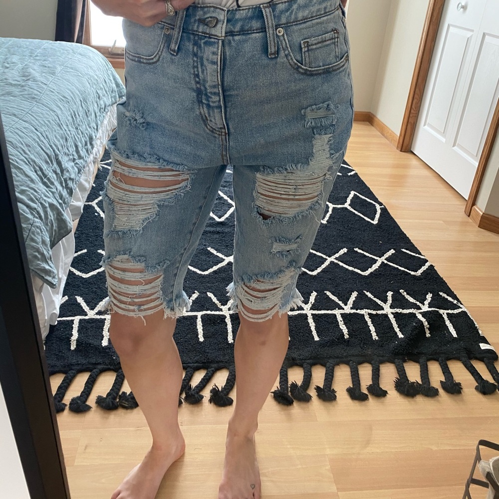 Longer ripped shorts